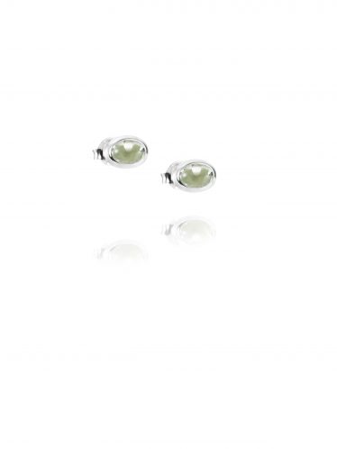 Love bead ear silver - green quartz