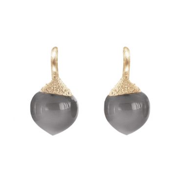 Dew Drops earrings in 18K yellow gold with grey moonstone