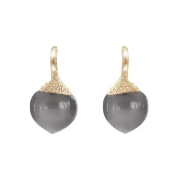 Dew Drops earrings in 18K yellow gold with grey moonstone