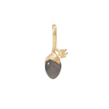 Lotus pendant in 18K yellow gold with grey moonstone