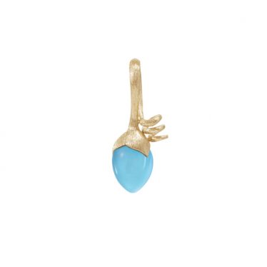 Lotus pendant in 18K yellow gold with turquoise