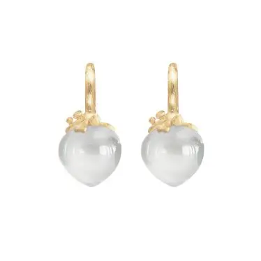 Dew Drops earrings in 18K yellow gold with white moonstone