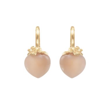 Dew Drops earrings in 18K yellow gold with blush moonstone