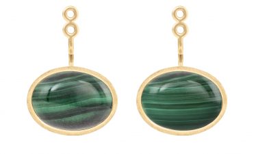 Lotus pendant for earring in 18K yellow gold with Malachite