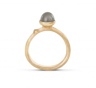 Lotus ring in 18K yellow gold with grey moonstone