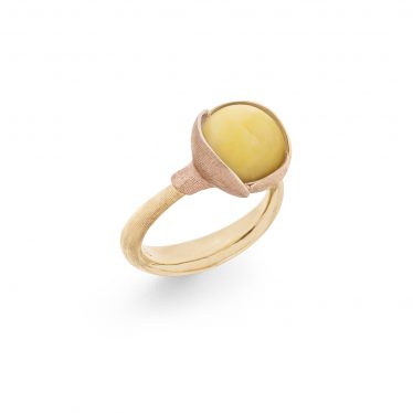 Lotus ring in 18K yellow gold with amber