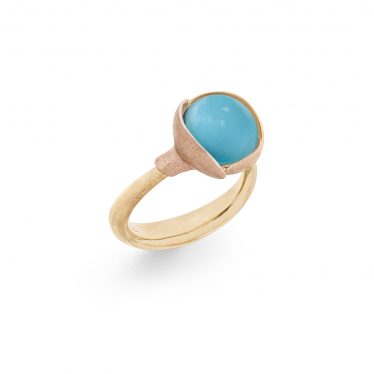 Lotus ring in 18K yellow gold with turquoise