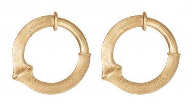 Nature earrings in 18K yellow gold with pin