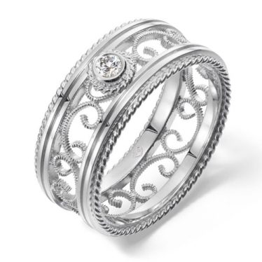 Filigree Diamond Ring Wide white gold