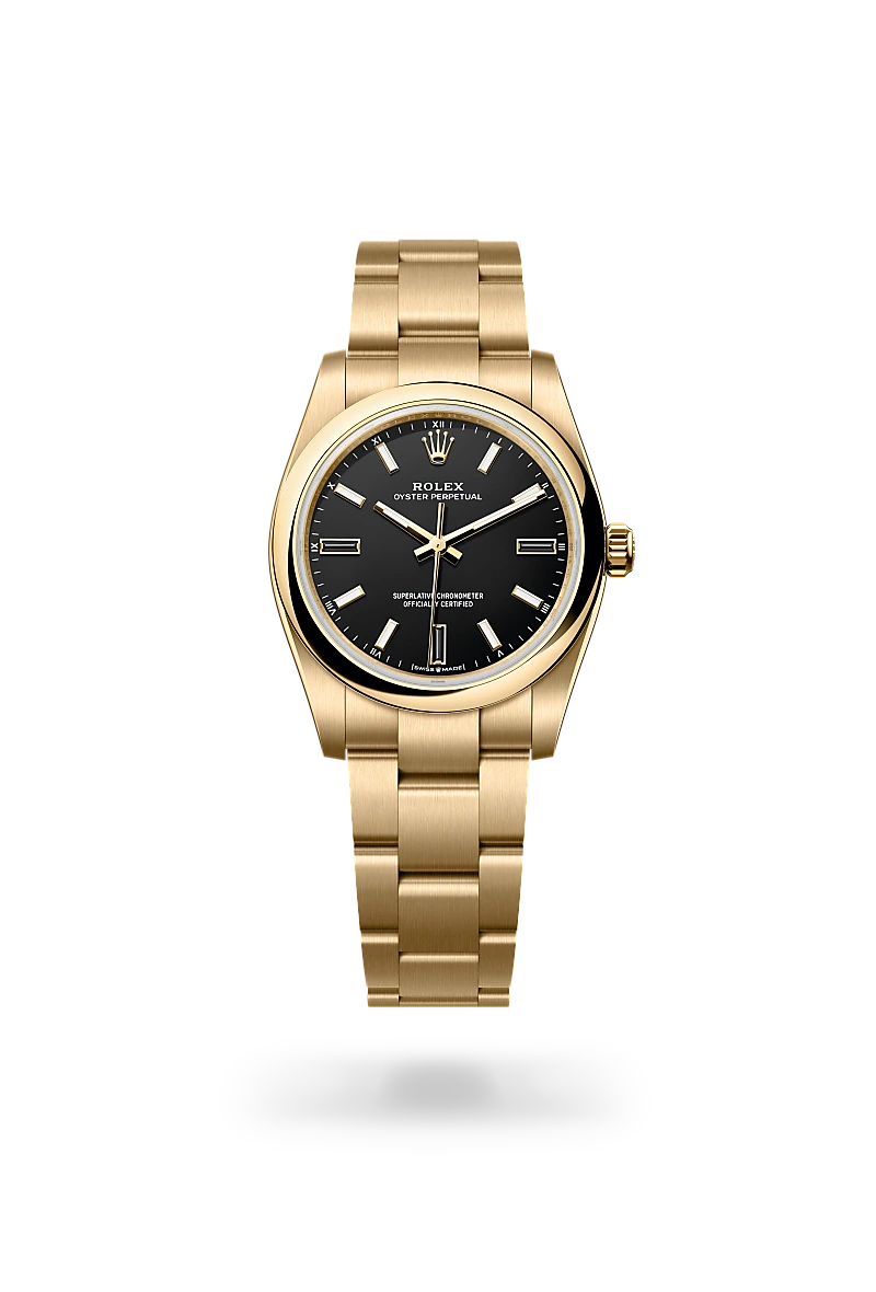 Rolex Oyster Perpetual 34 in 18 ct yellow gold, M124208-0001 - Lindroos