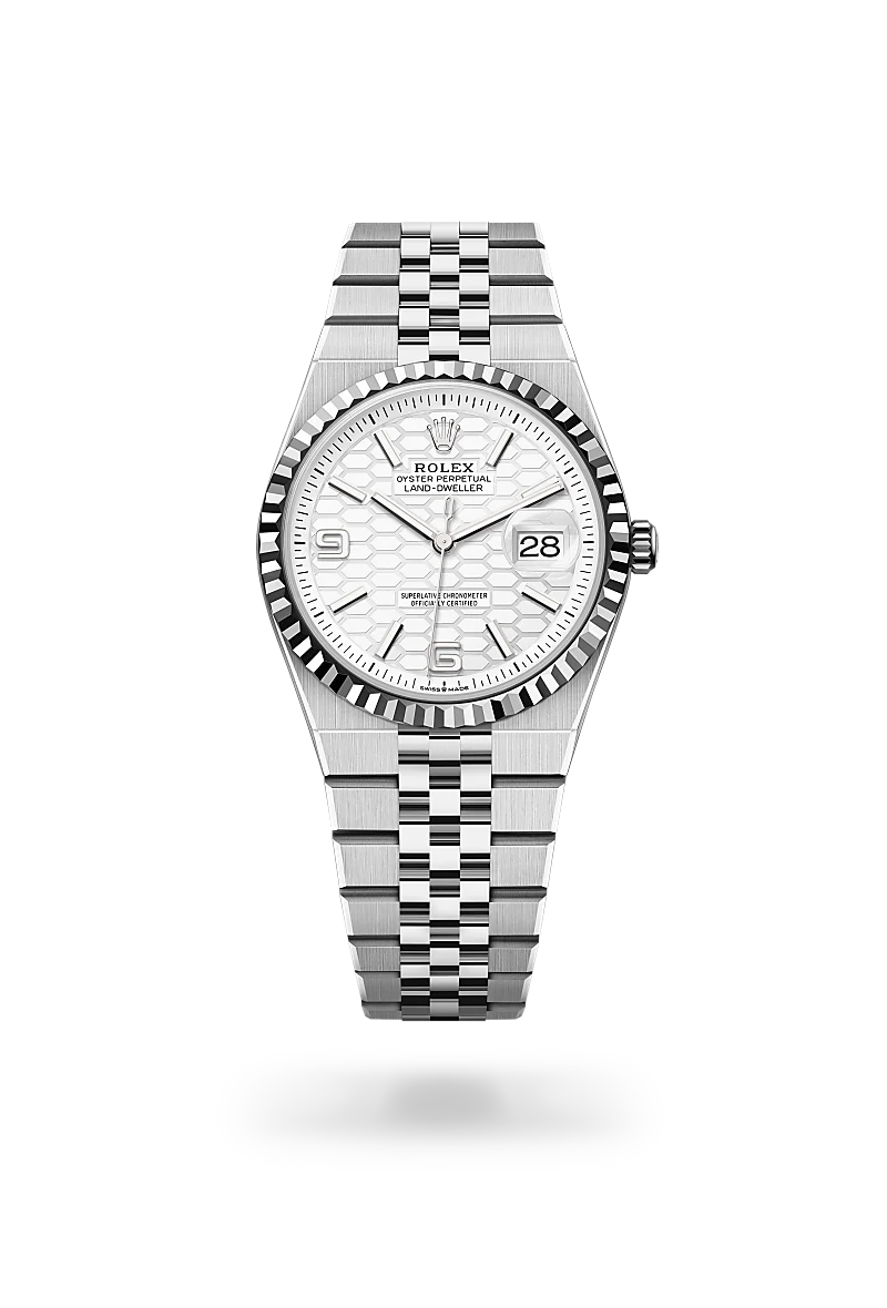 Rolex Land-Dweller 36 in White Rolesor - combination of Oystersteel and white gold, M127234-0001 - Lindroos