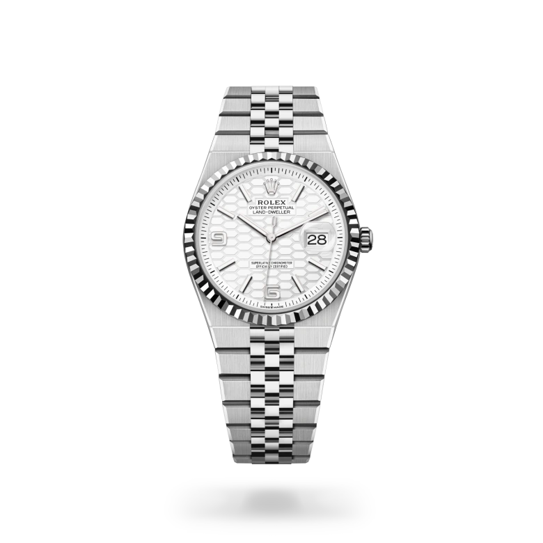 Rolex Land-Dweller 36 Valkoinen Rolesor – Oystersteel-terästä ja valkokultaa, M127234-0001 - Lindroos